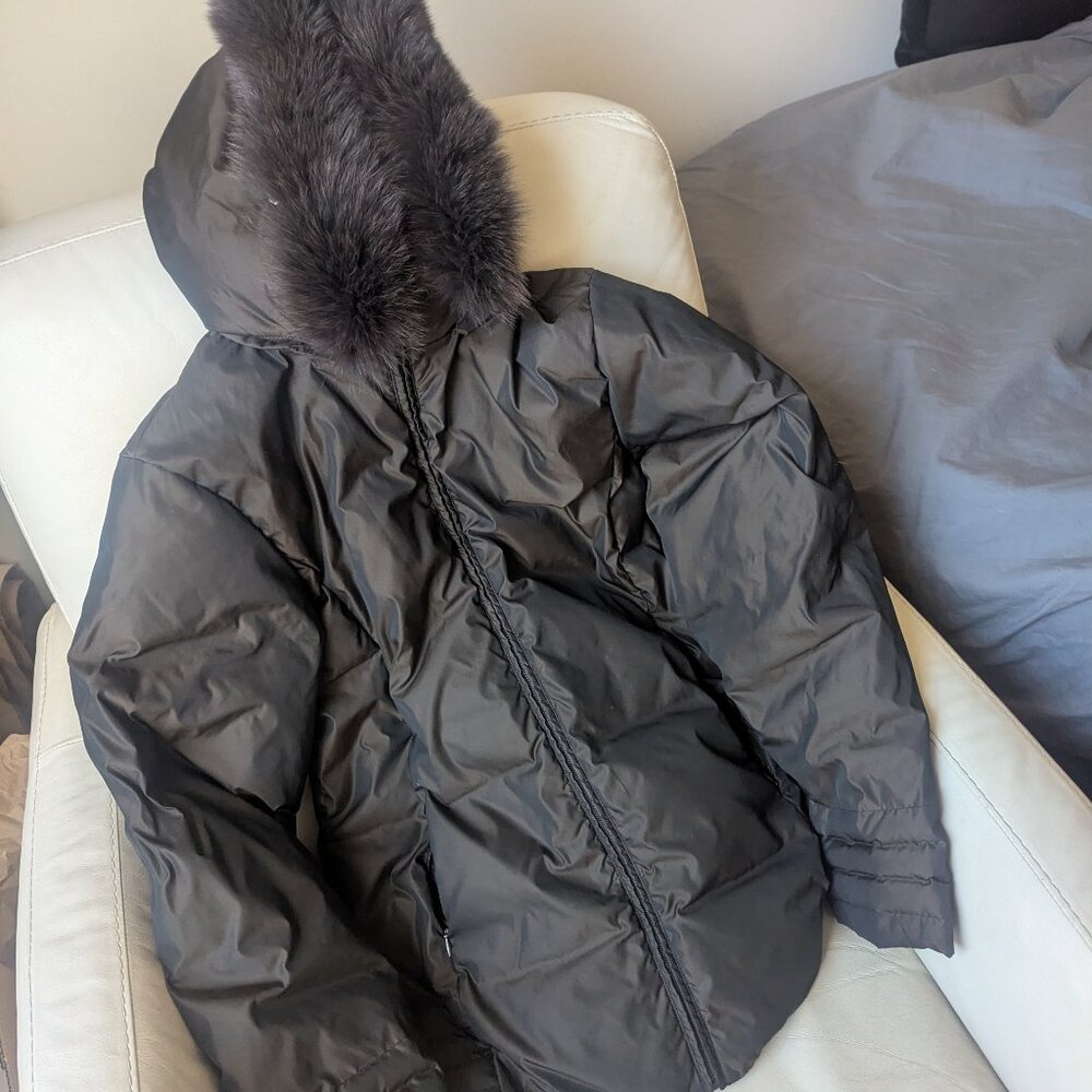 Moncler Parka Coat size 3 Fox Fur Trim Hood Real Fur